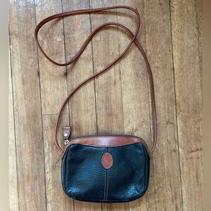 Vintage Black & Brown Leather Crossbody Bag